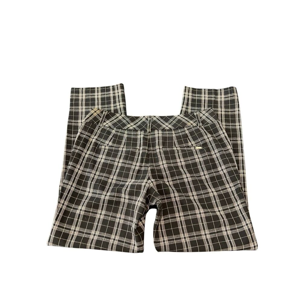 White House Black Market Women's Plaid Stretch Trouser Pants Black White Size 4R